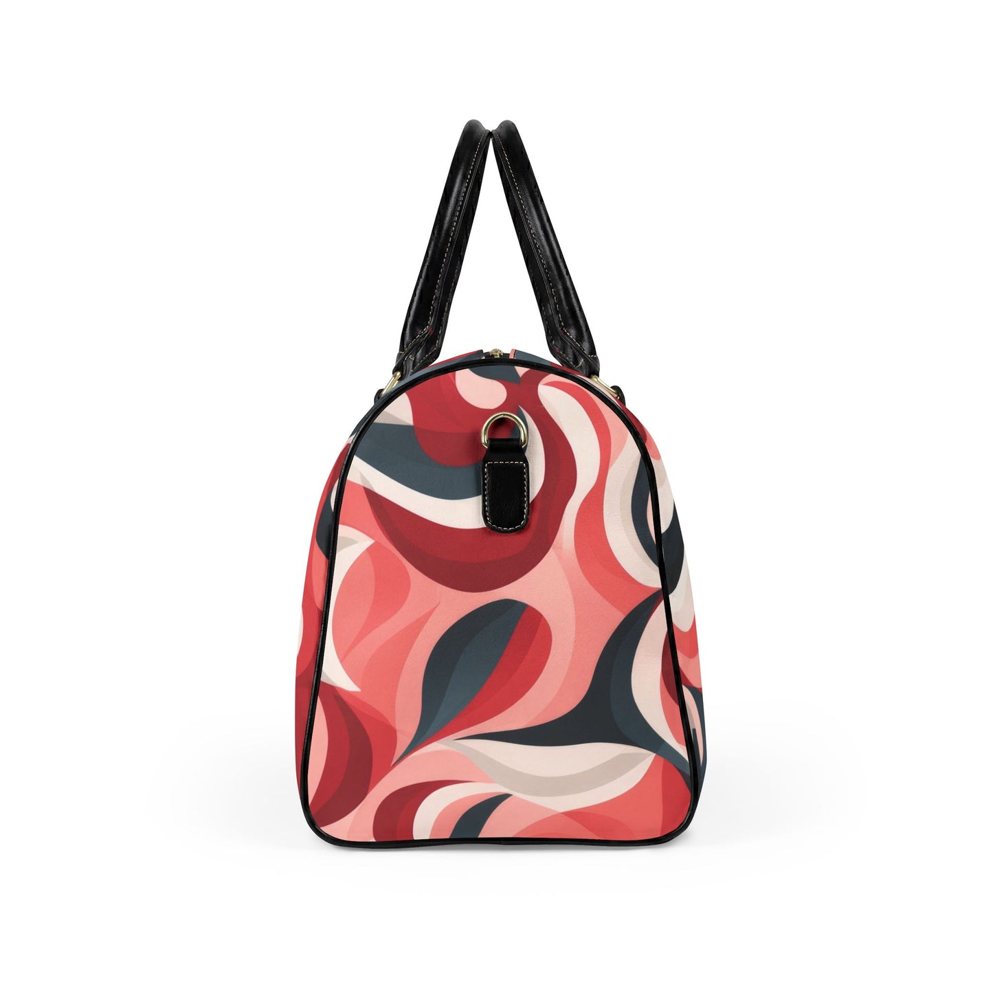 Seventies inspired red swirled Travel Bag | Vegan Leather Weekender Duffel with Statement Print (Carry-On, Gym, Overnight Bag)
