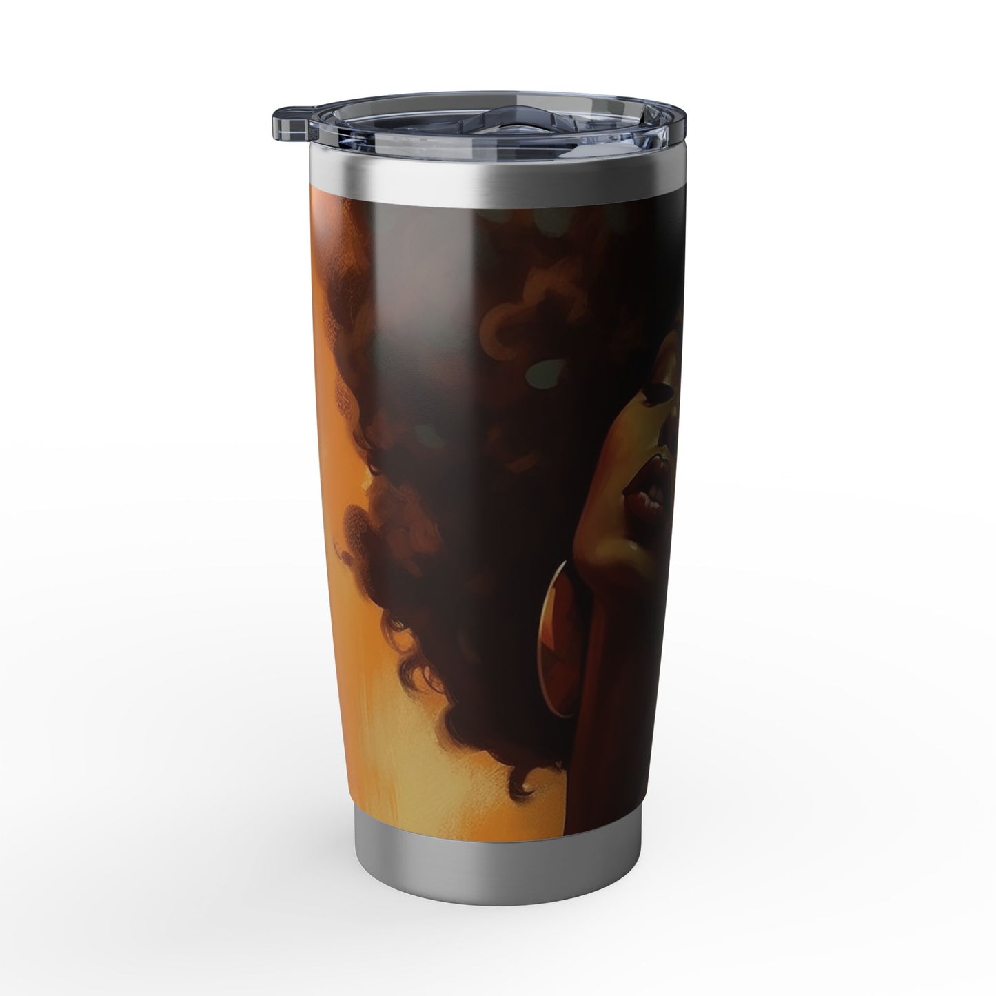 Sensual Black Woman Art Tumbler | Afro Glam Stainless Steel Travel Mug | Elegant Insulated Coffee Cup