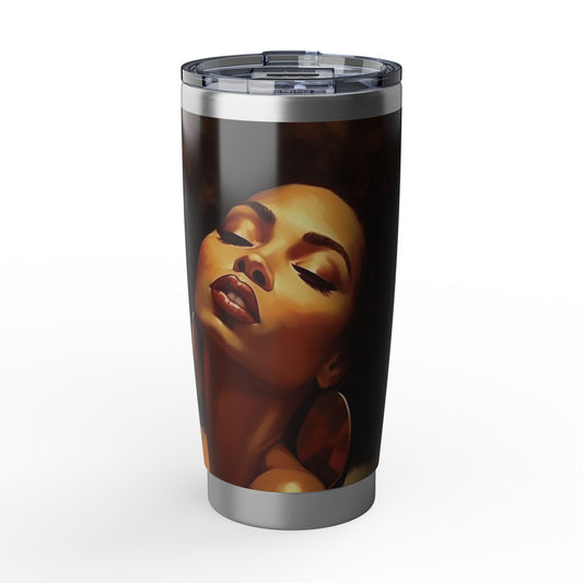Sensual Black Woman Art Tumbler | Afro Glam Stainless Steel Travel Mug | Elegant Insulated Coffee Cup