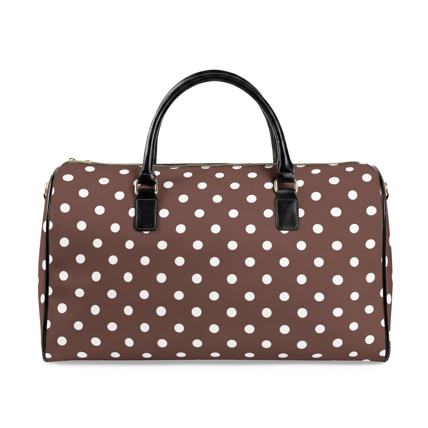Brown Polka Dot Weekender Bag | Chic Overnight Travel Duffel | Minimalist Retro Travel Bag for Women
