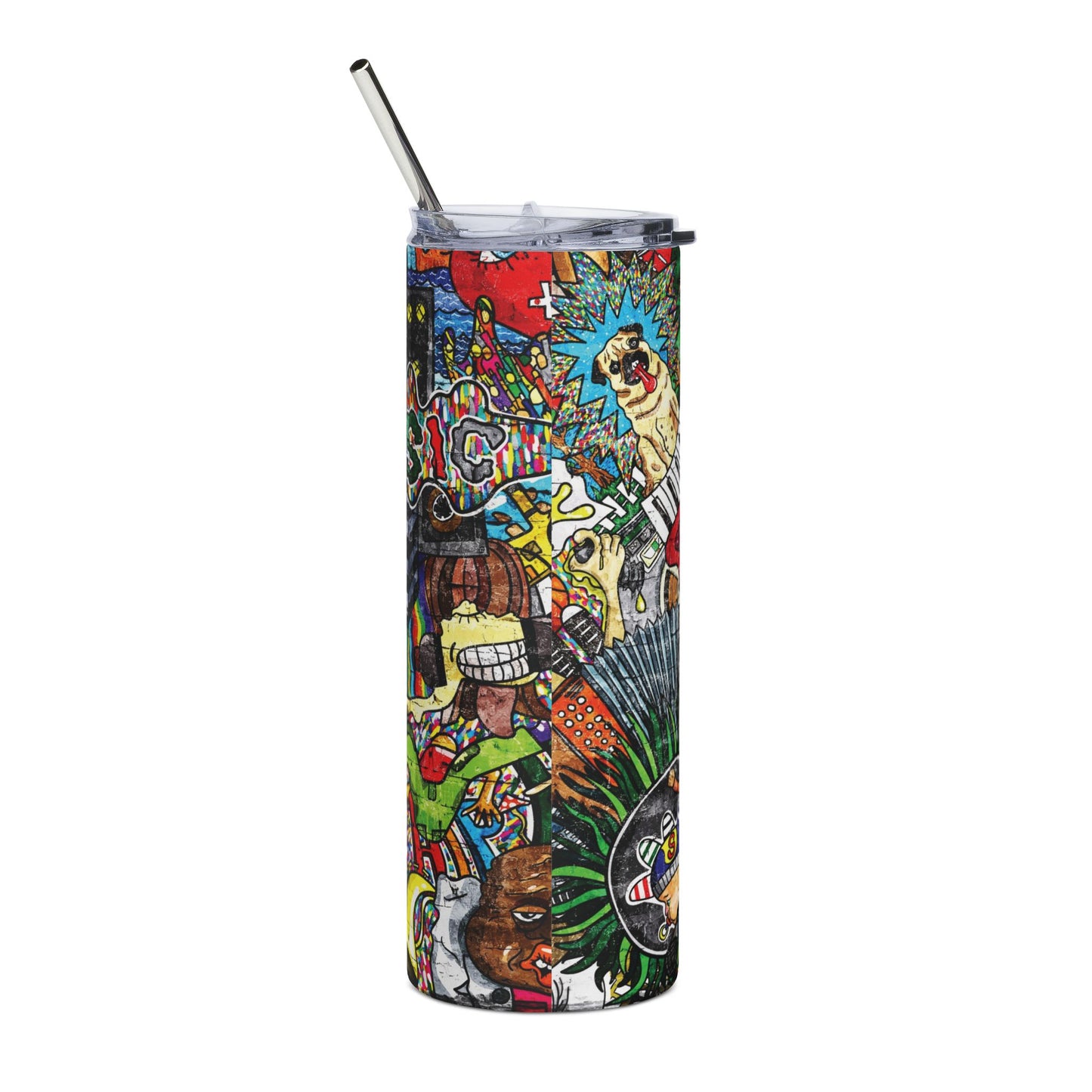 Graffitti 20 oz. Stainless Steel Water Tumbler with straw
