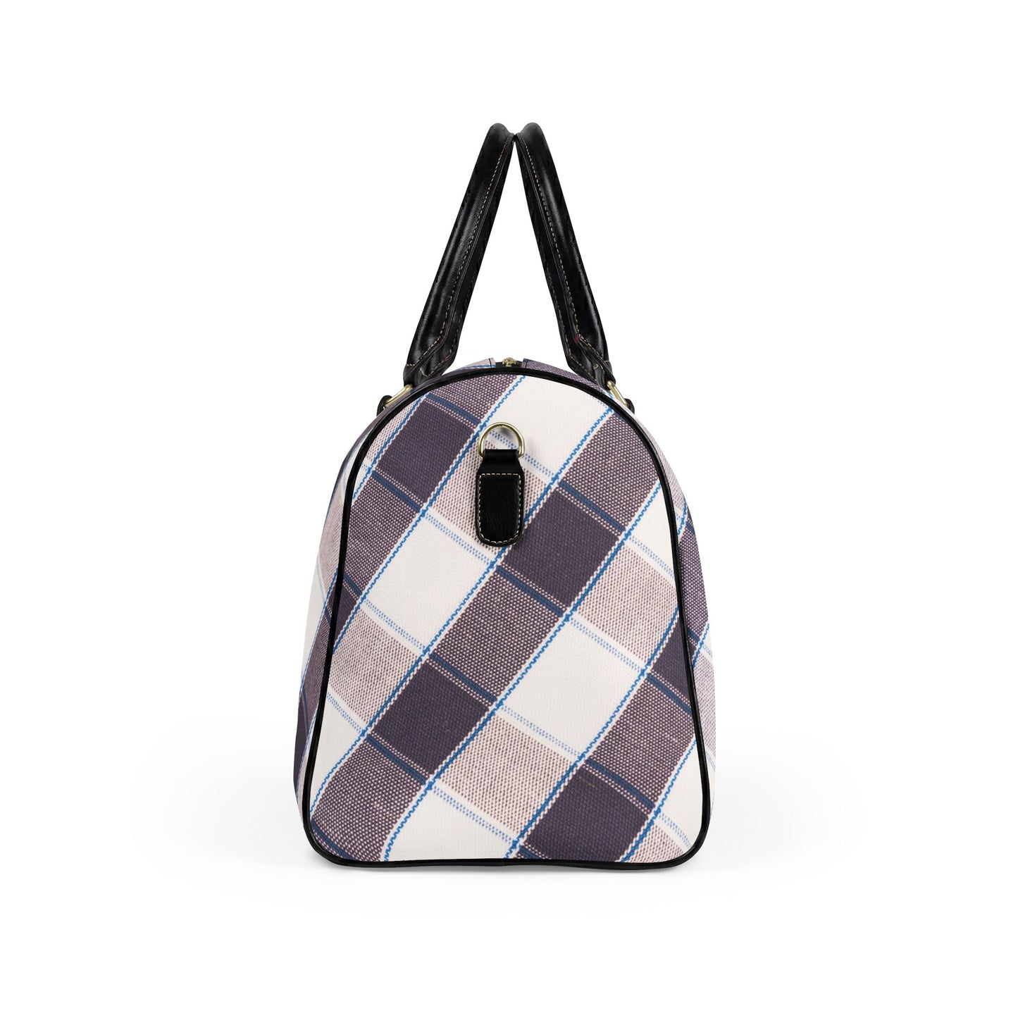 Black and Blush Striped Travel Bag | Vegan Leather Weekender Duffel with Statement Print (Carry-On, Gym, Overnight Bag)