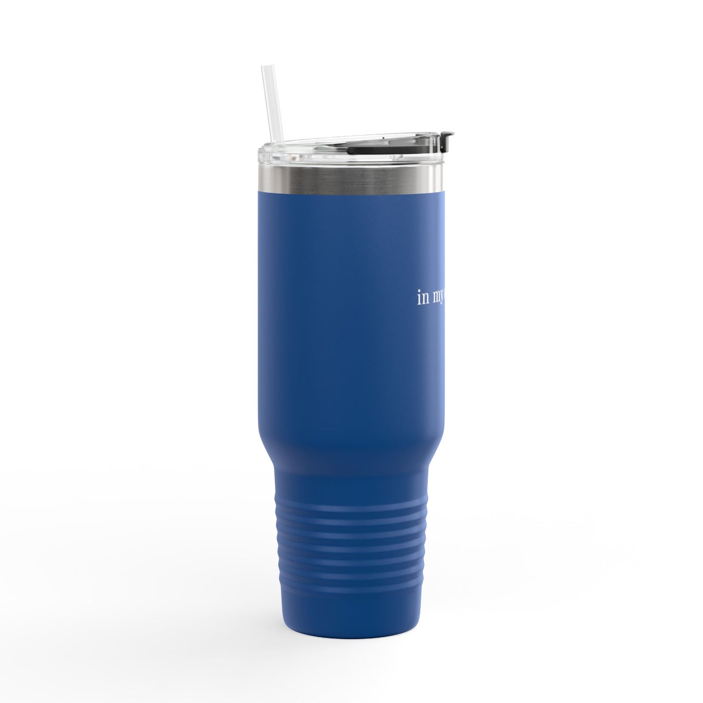 Insulated Travel Mug 40oz – 'in my own lane.' Red Stainless Tumbler with Straw & Handle