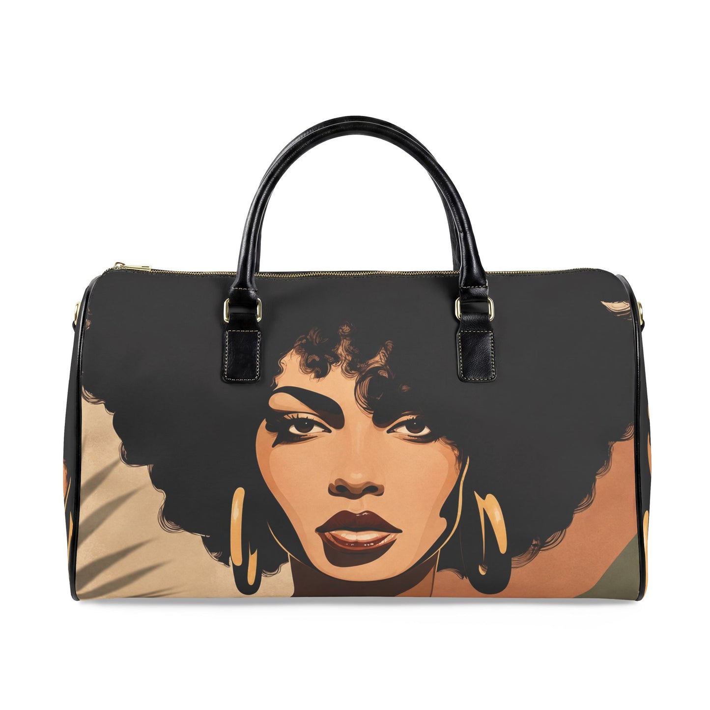 Afro Art Travel Bag | Vegan Leather Weekender Duffel with Statement Print (Carry-On, Gym, Overnight Bag)