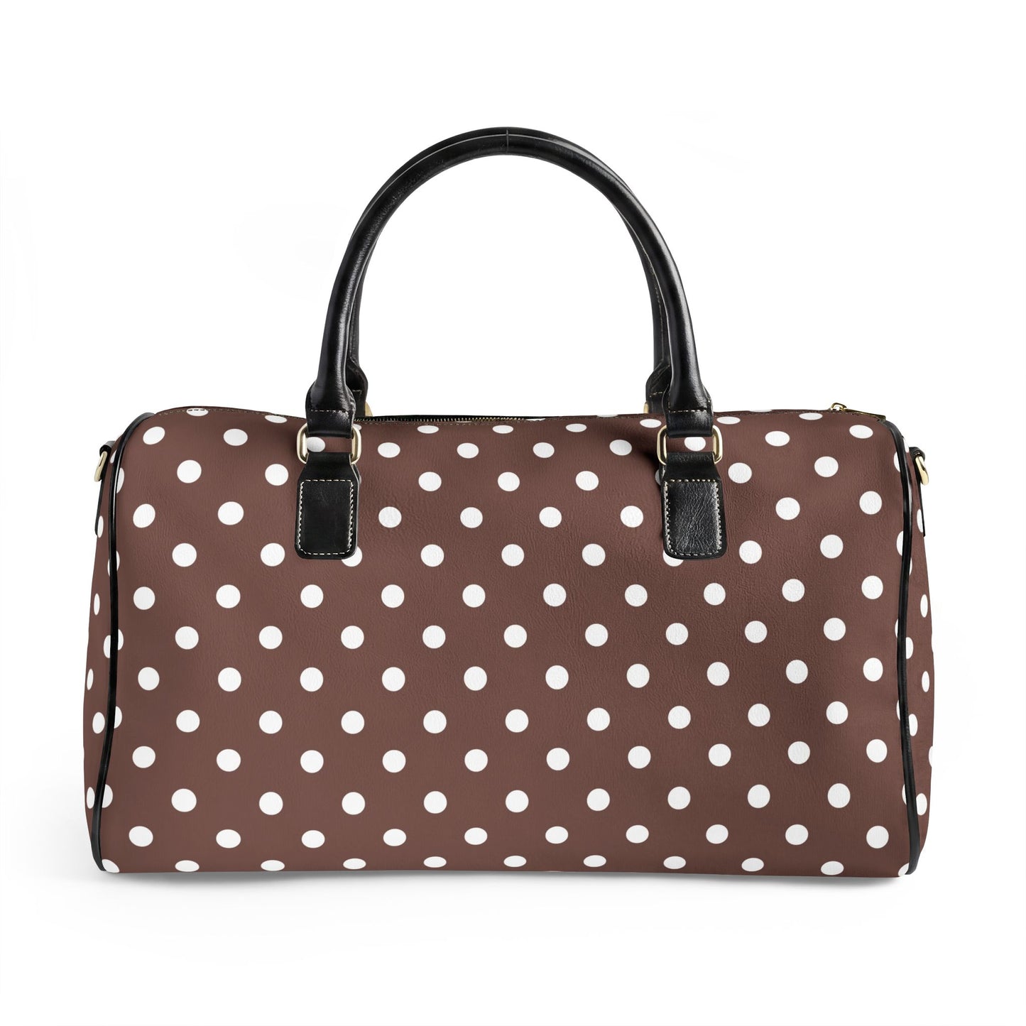 Brown Polka Dot Weekender Bag | Chic Overnight Travel Duffel | Minimalist Retro Travel Bag for Women