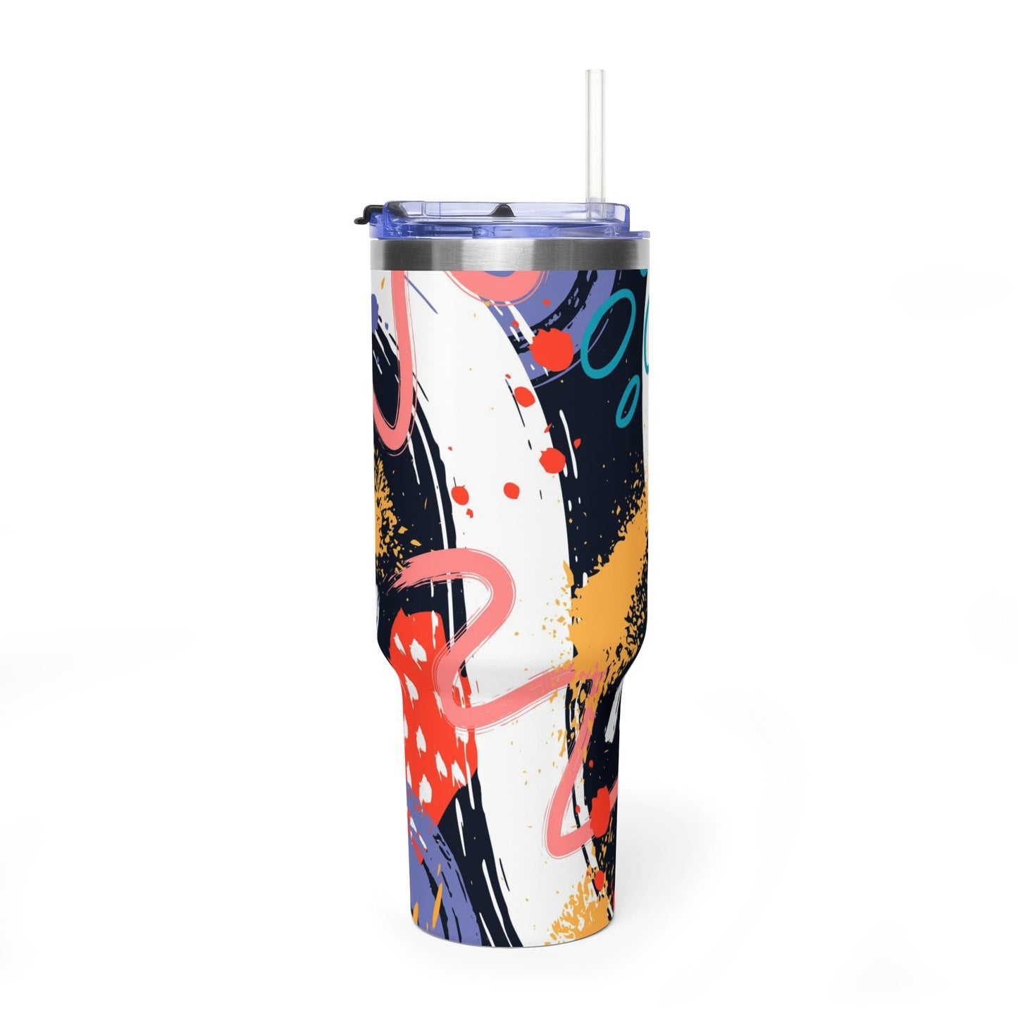 40 oz Stainless Steel Tumbler with Straw & Handle