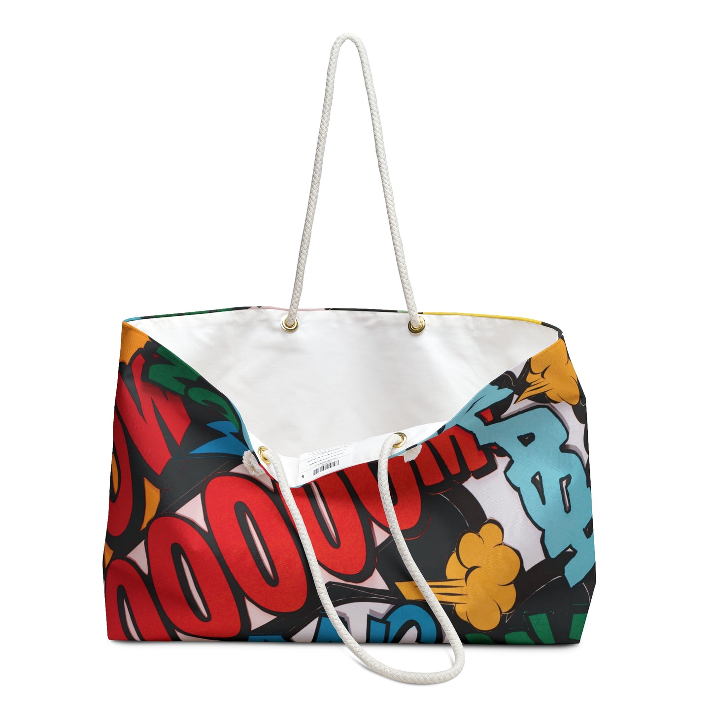 Comic Pop Art Beach Tote Bag | Colorful Statement Travel Tote | Fun Graphic Vacation Bag | Elias James