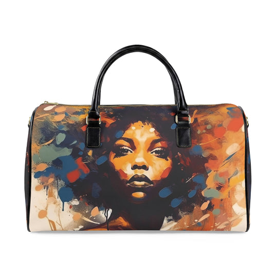 Afro Art Travel Bag | Vegan Leather Weekender Duffel with Statement Print (Carry-On, Gym, Overnight Bag)