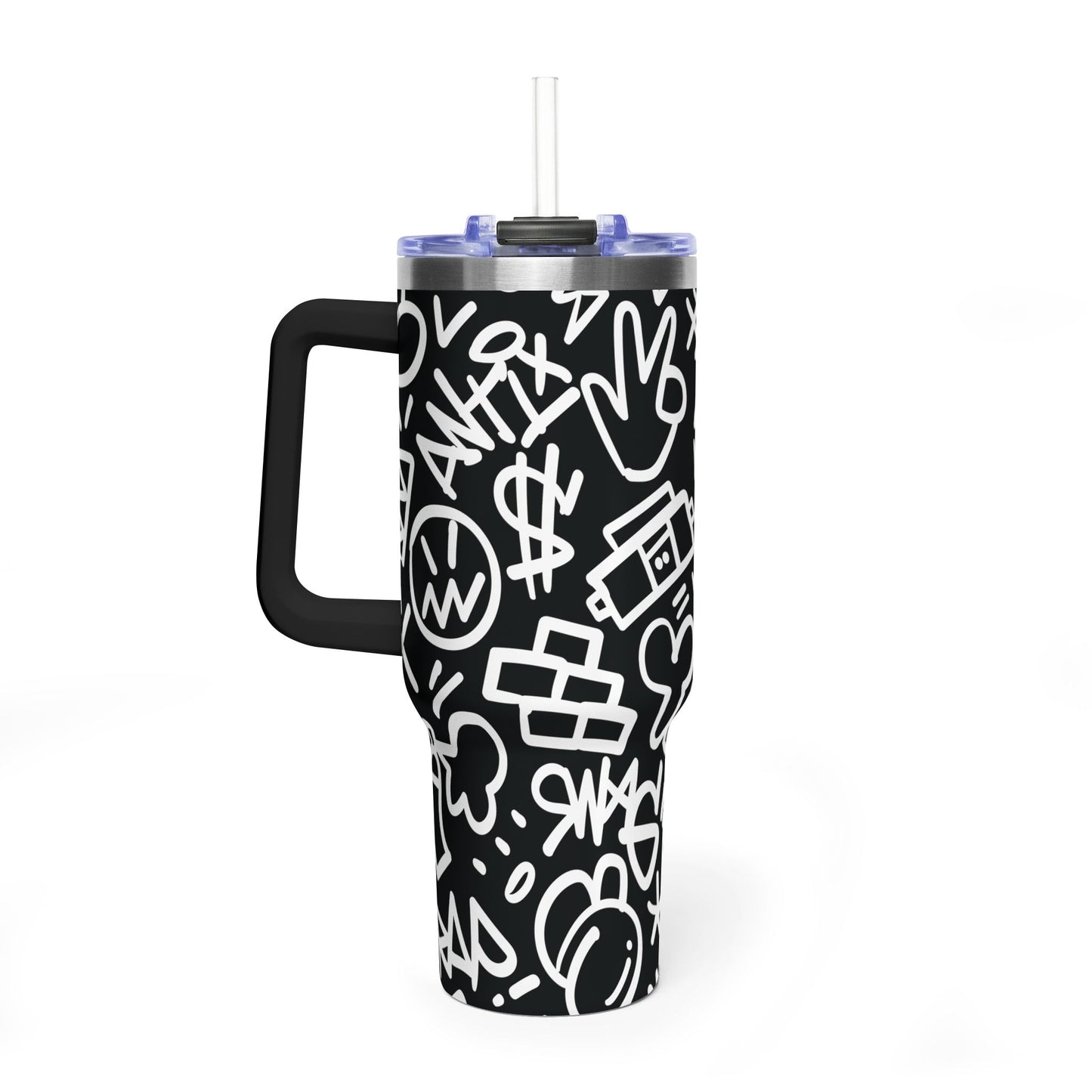 40 oz. Swirl Pattern Thermal Tumbler  Red Retro Abstract Travel Cup