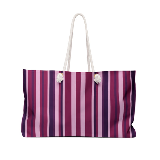 Pink and lilac striped Weekender Bag – Spacious Travel Tote for Weekend Getaways