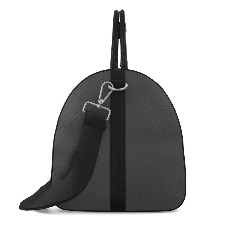 Charcoal Genuine Leather Barrel Duffle Bag | Luxury Textured Carry-On Weekender