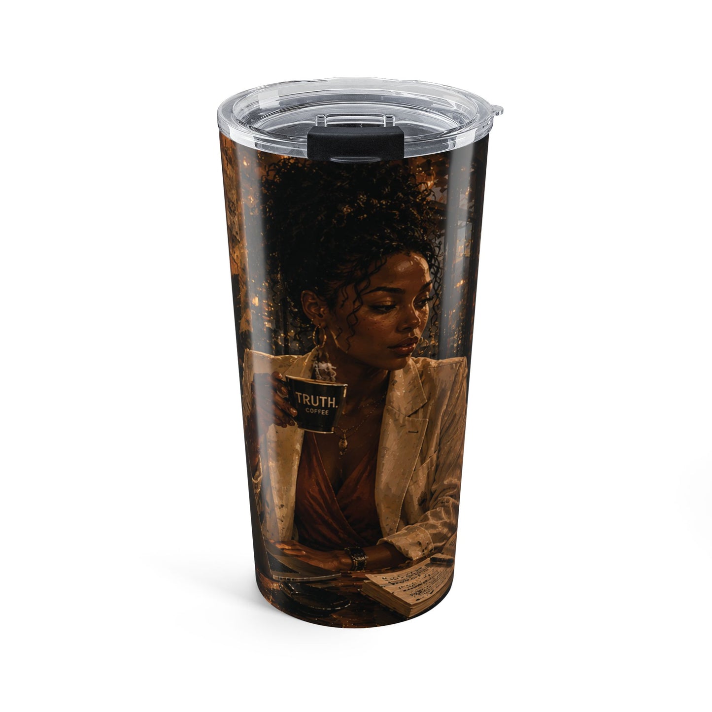 Postcards & Passports Collection – 20 oz Stainless Steel Tumbler— Cozy Autumn City Girl Travel Mug