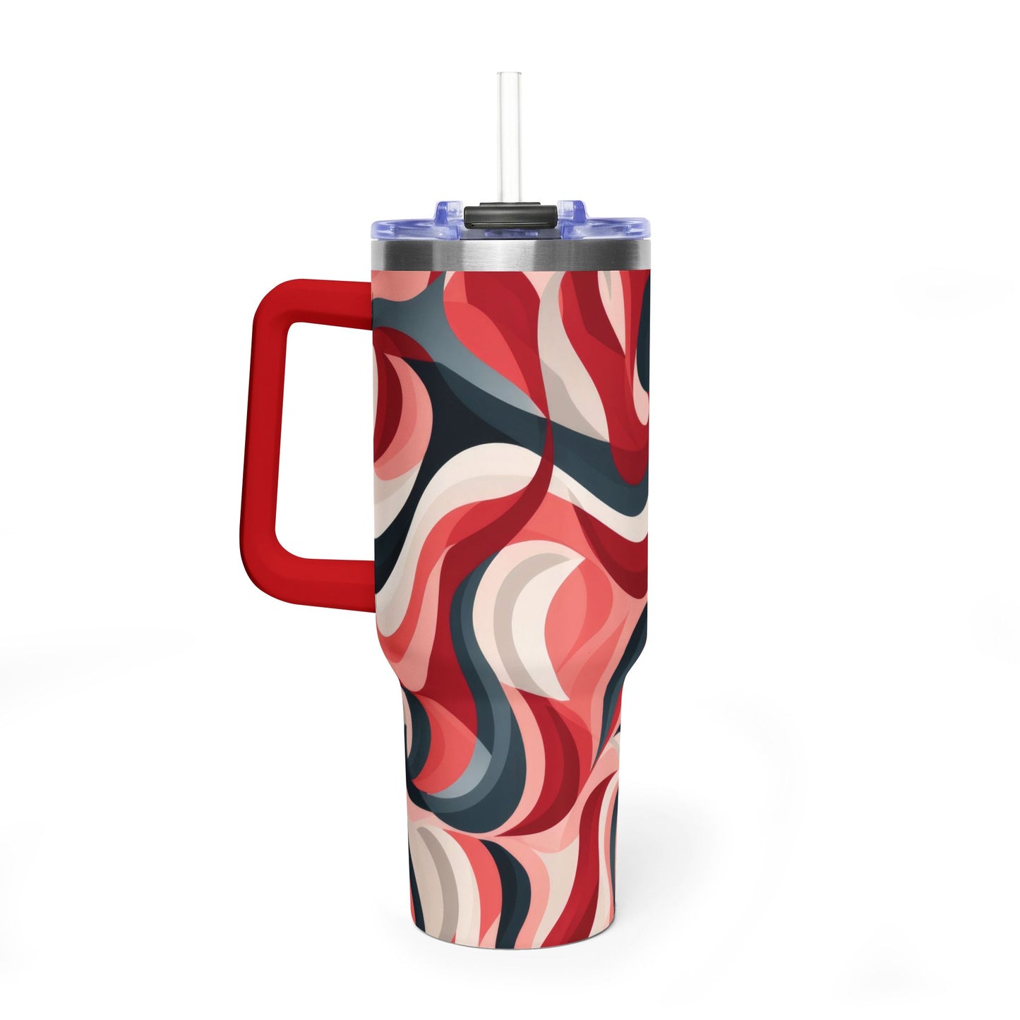 40 oz. Swirl Pattern Thermal Tumbler  Red Retro Abstract Travel Cup