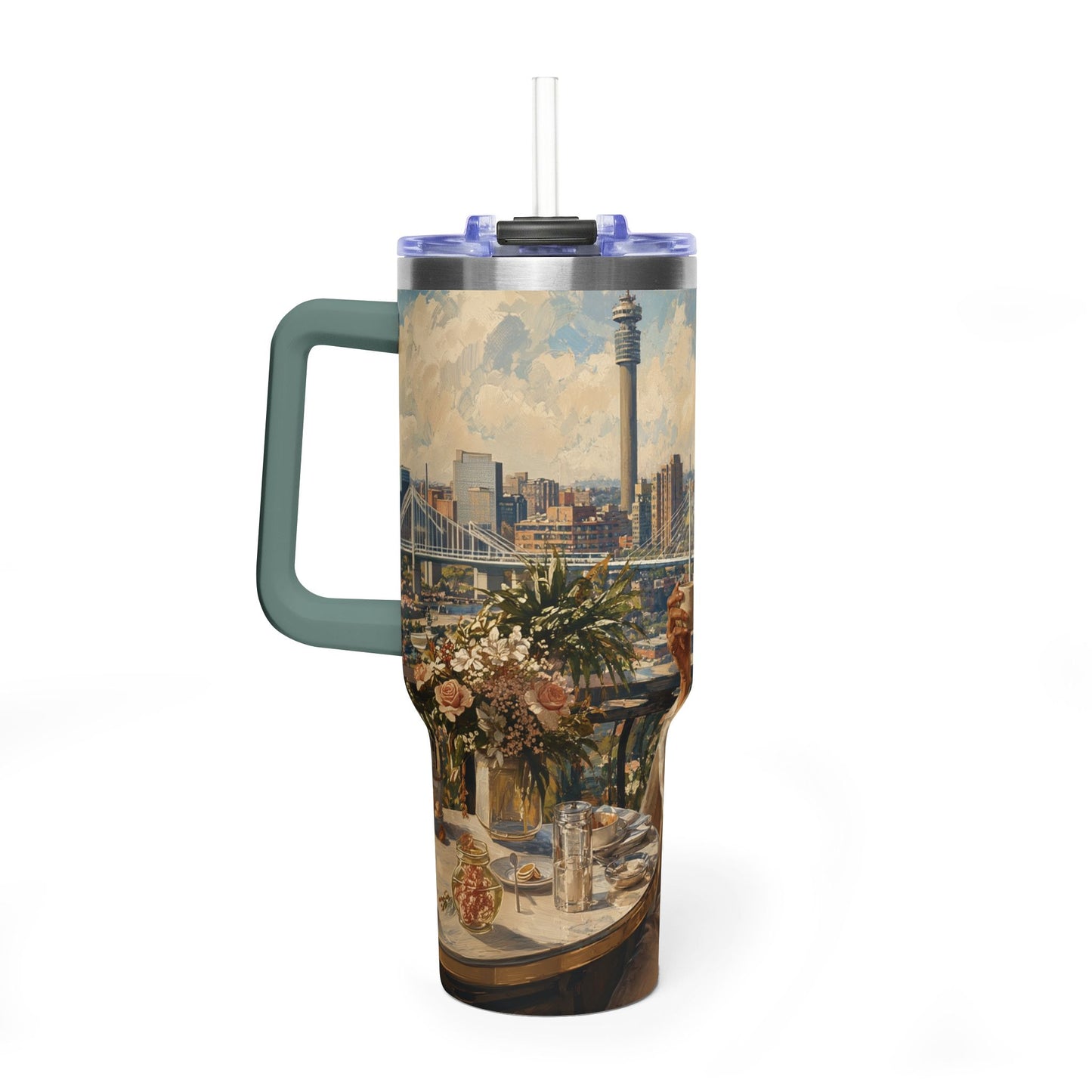 Postcards and Passports 40 oz Stainless Steel Tumbler - Water Bottle