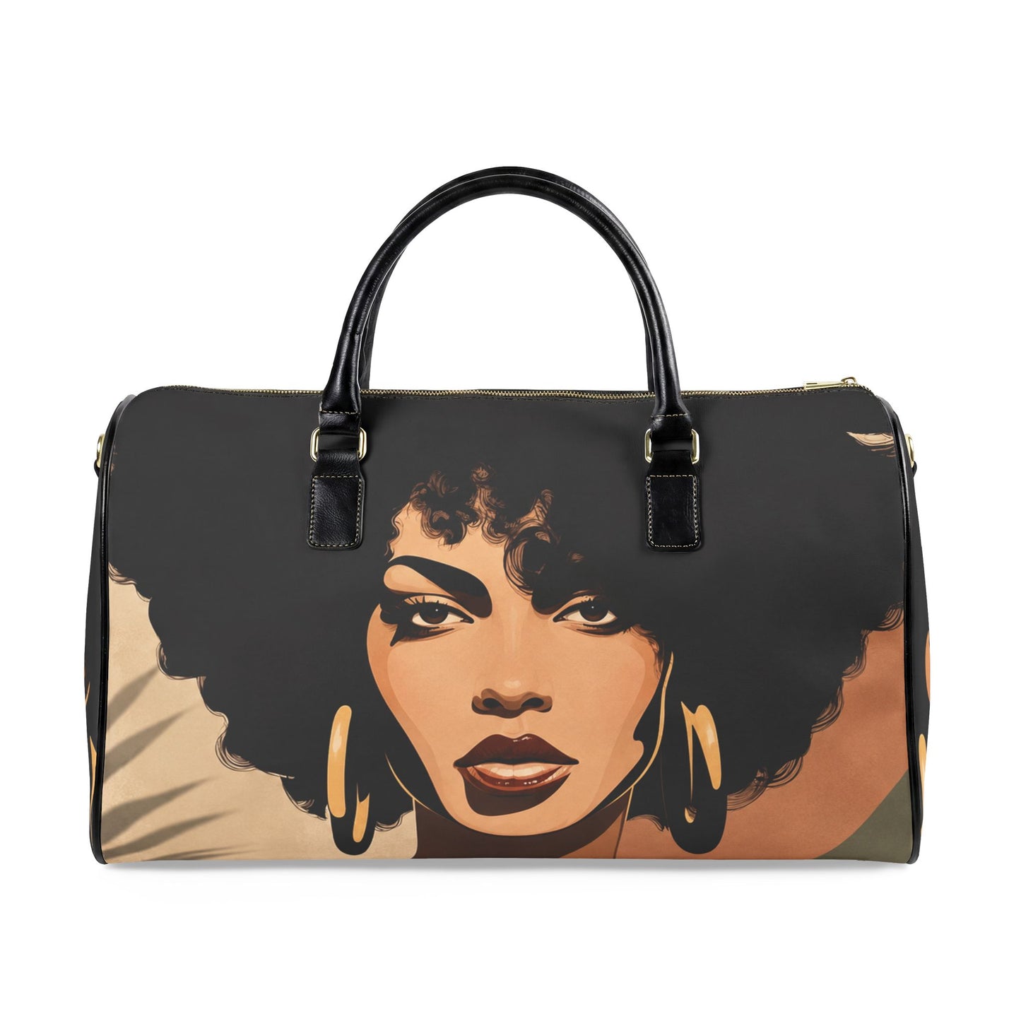 Afro Art Travel Bag | Vegan Leather Weekender Duffel with Statement Print (Carry-On, Gym, Overnight Bag)