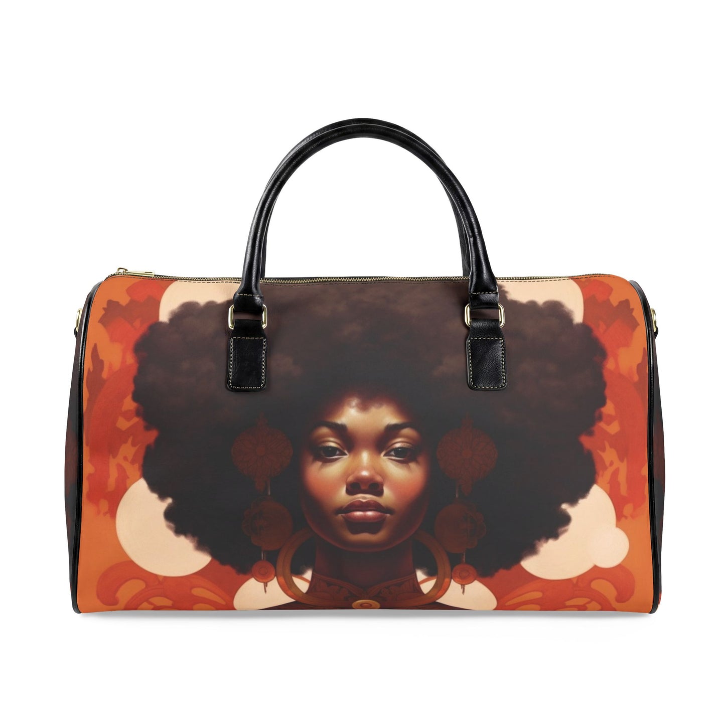 Afro Art Travel Bag | Vegan Leather Weekender Duffel with Statement Print (Carry-On, Gym, Overnight Bag)