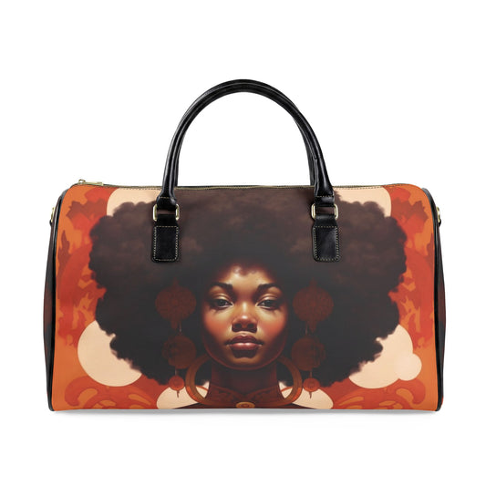 Afro Art Travel Bag | Vegan Leather Weekender Duffel with Statement Print (Carry-On, Gym, Overnight Bag)
