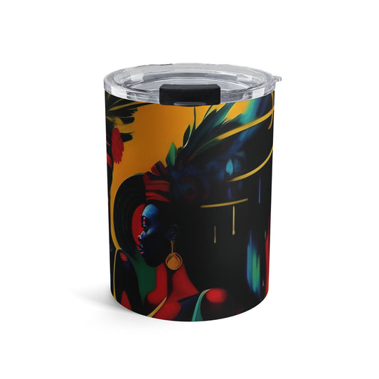 10oz Art Tumbler — Afrocentric Colorful Portrait Travel Mug
