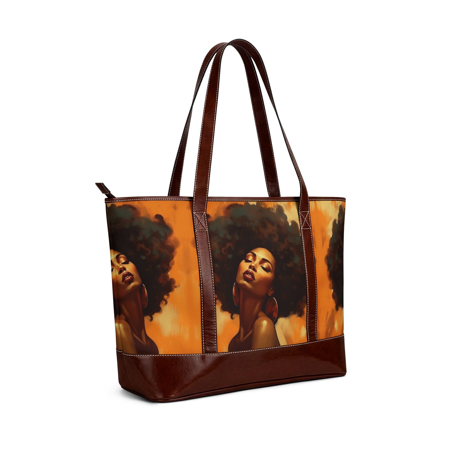 Crowned Essence Tote Bag – Golden Glow Edition | Afro Art Fashion Tote for Women