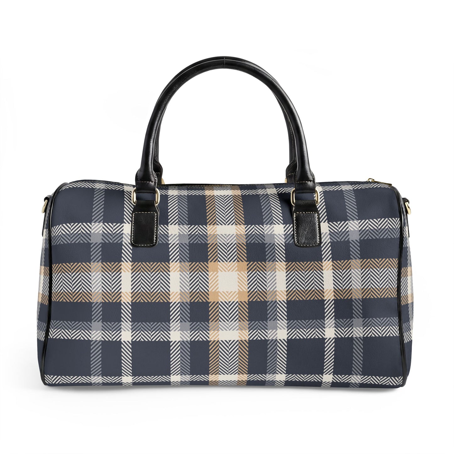 Gold and Blue Vegan Leather Travel Bag — Weekend Duffle