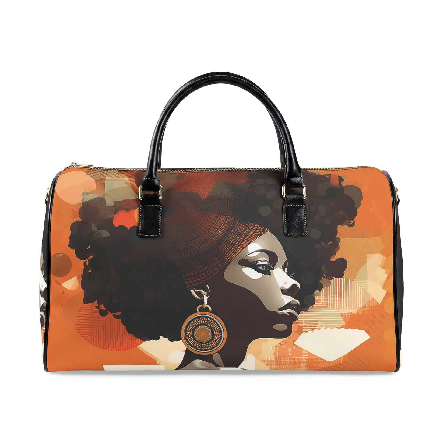 Afro Art Travel Bag | Vegan Leather Weekender Duffel with Statement Print (Carry-On, Gym, Overnight Bag)