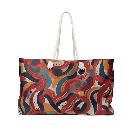 Red Swirl Weekender Bag – Spacious Travel Tote for Weekend Getaways