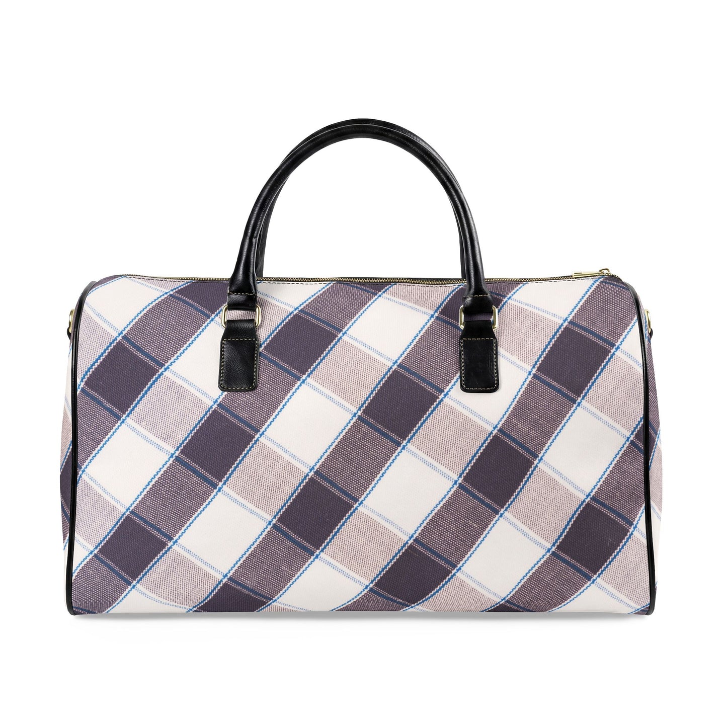 Black and Blush Striped Travel Bag | Vegan Leather Weekender Duffel with Statement Print (Carry-On, Gym, Overnight Bag)