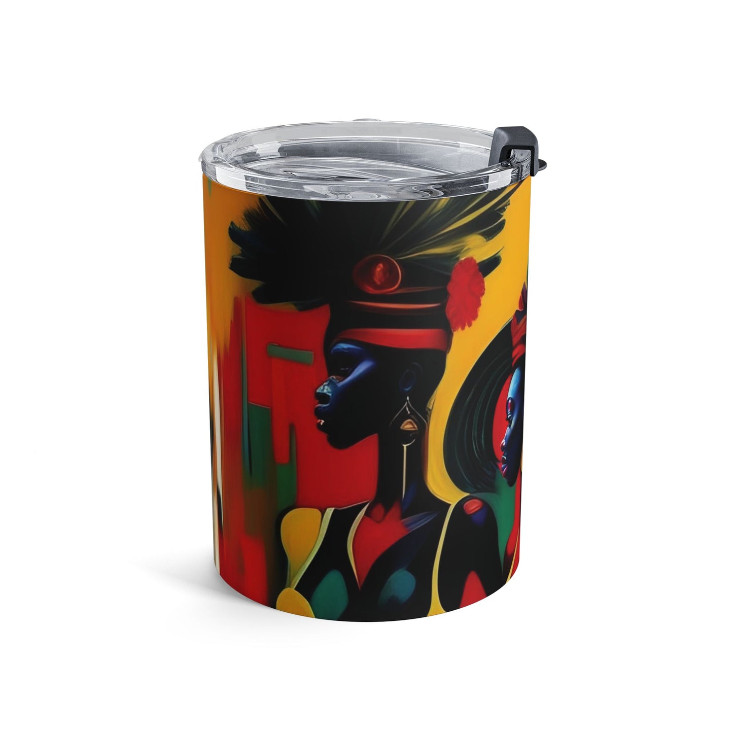10oz Art Tumbler — Afrocentric Colorful Portrait Travel Mug