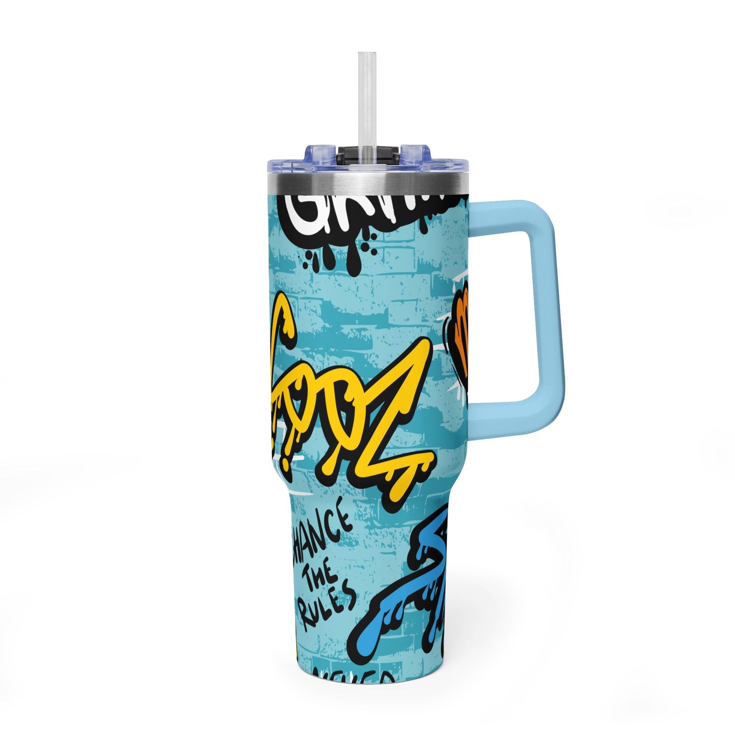 40 oz Stainless Steel Tumbler with Straw & Handle