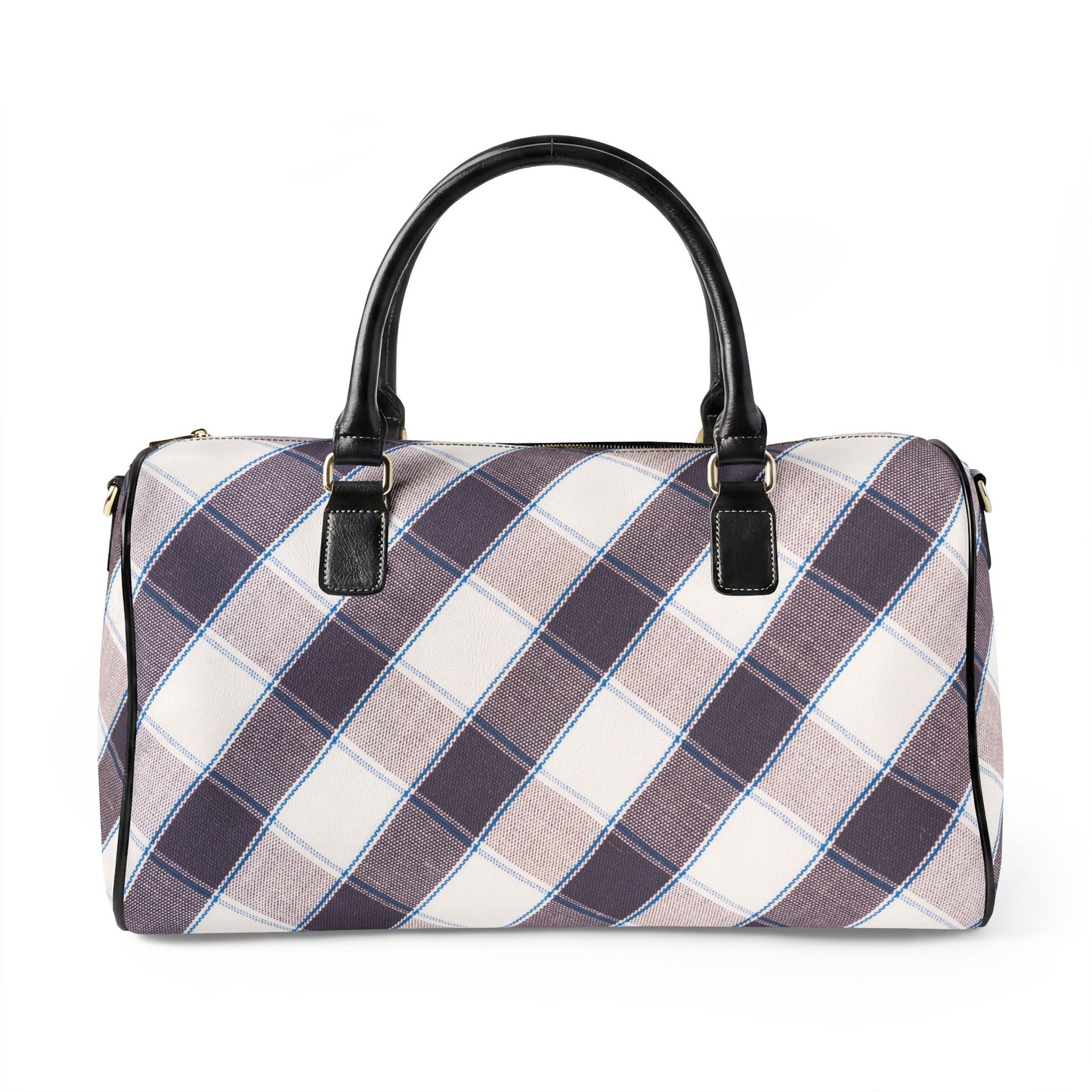 Black and Blush Striped Travel Bag | Vegan Leather Weekender Duffel with Statement Print (Carry-On, Gym, Overnight Bag)