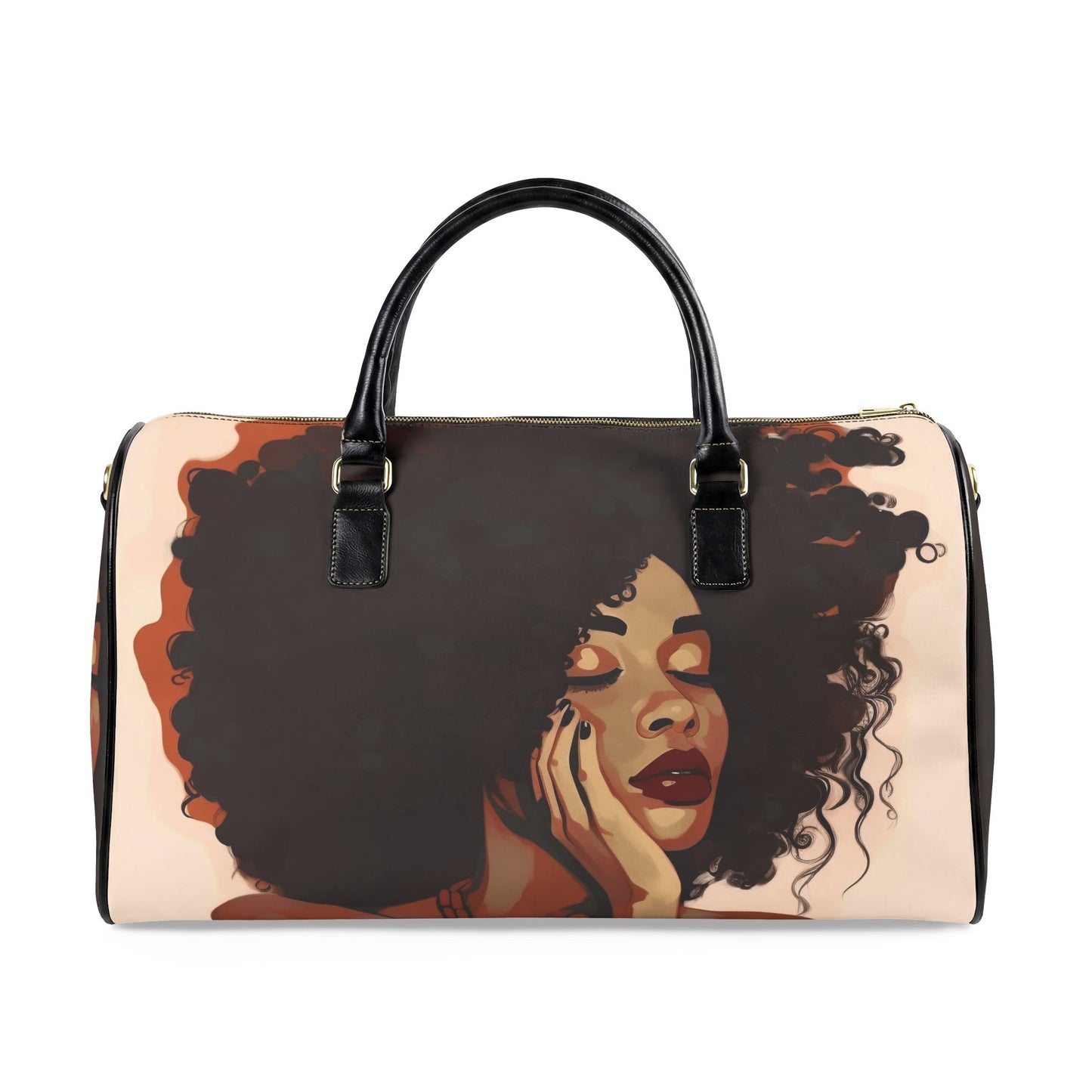Afro Art Travel Bag | Vegan Leather Weekender Duffel with Statement Print (Carry-On, Gym, Overnight Bag)