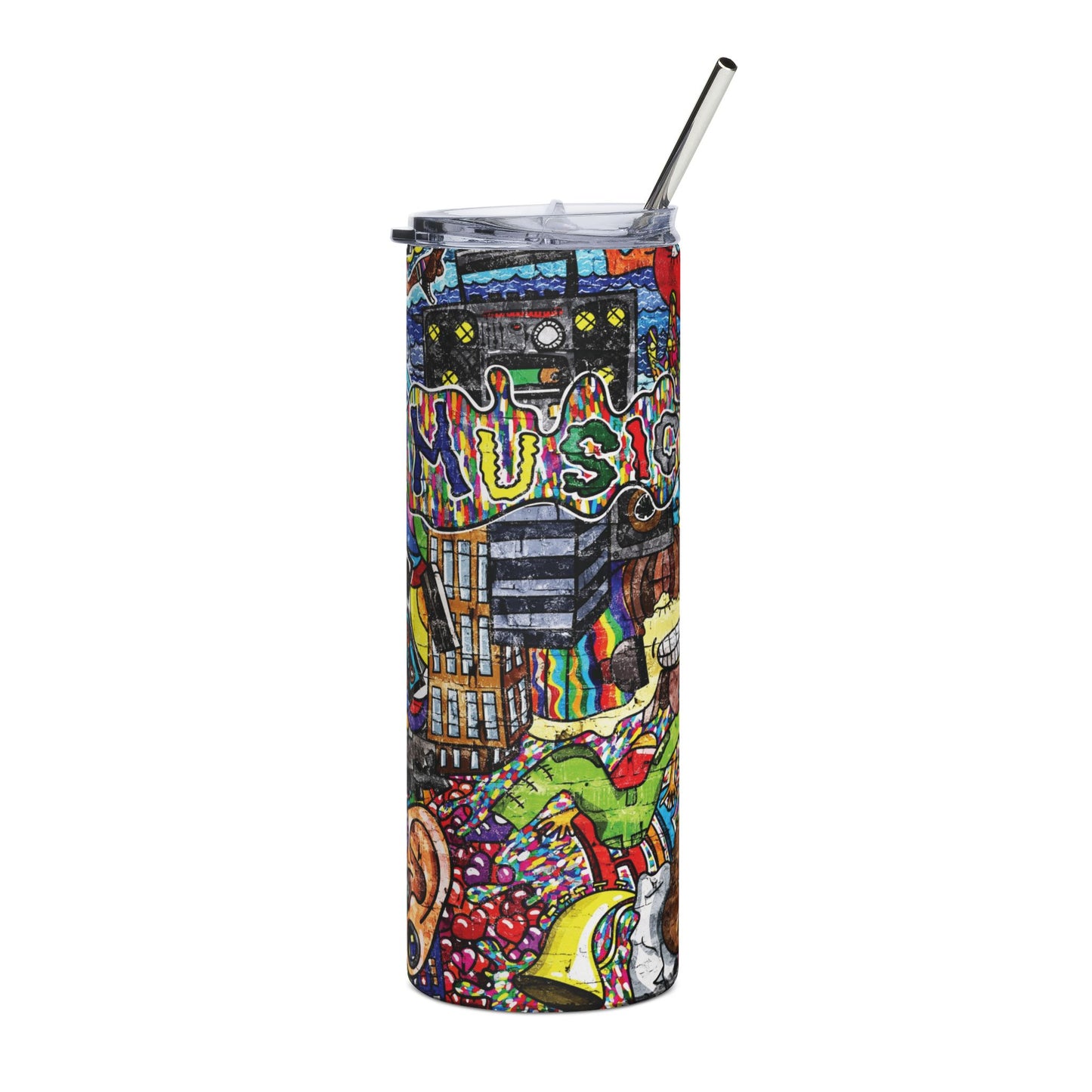 Graffitti 20 oz. Stainless Steel Water Tumbler with straw