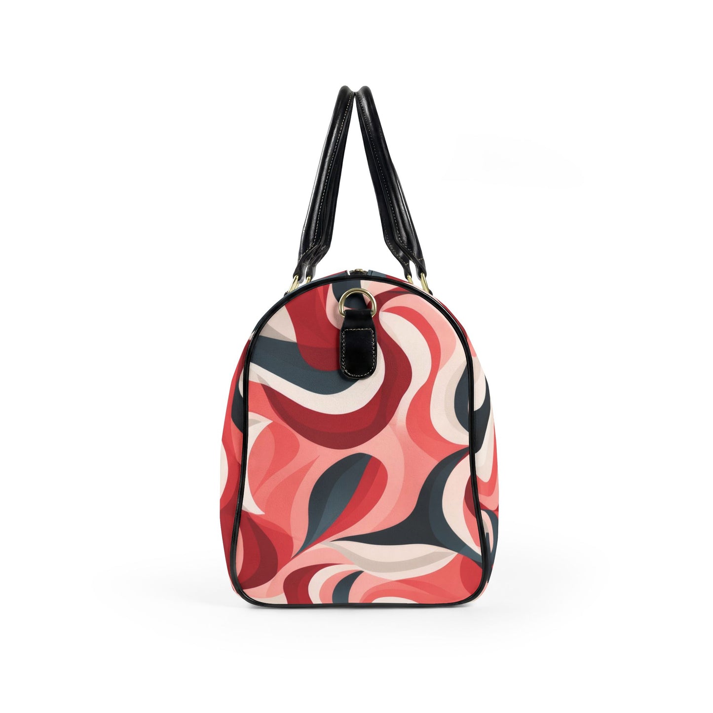 Seventies inspired red swirled Travel Bag | Vegan Leather Weekender Duffel with Statement Print (Carry-On, Gym, Overnight Bag)