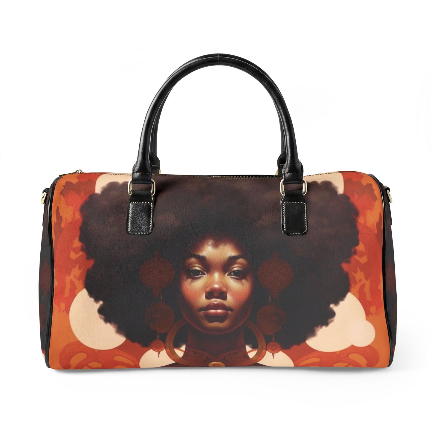 Afro Art Travel Bag | Vegan Leather Weekender Duffel with Statement Print (Carry-On, Gym, Overnight Bag)