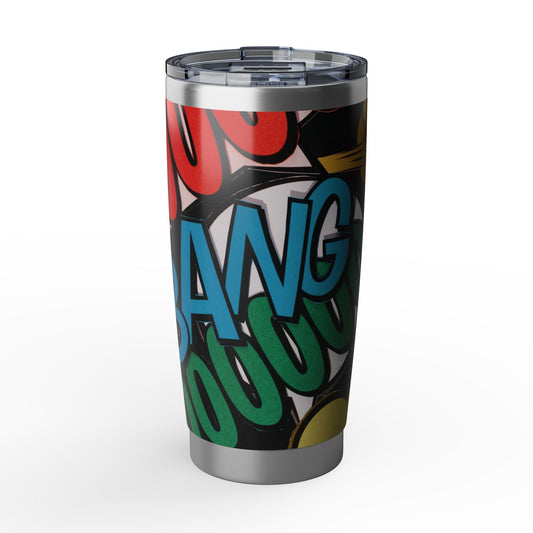 Pop Art Stainless Steel Tumbler | Colorful Graffiti Travel Cup | Bold Insulated Coffee Tumbler