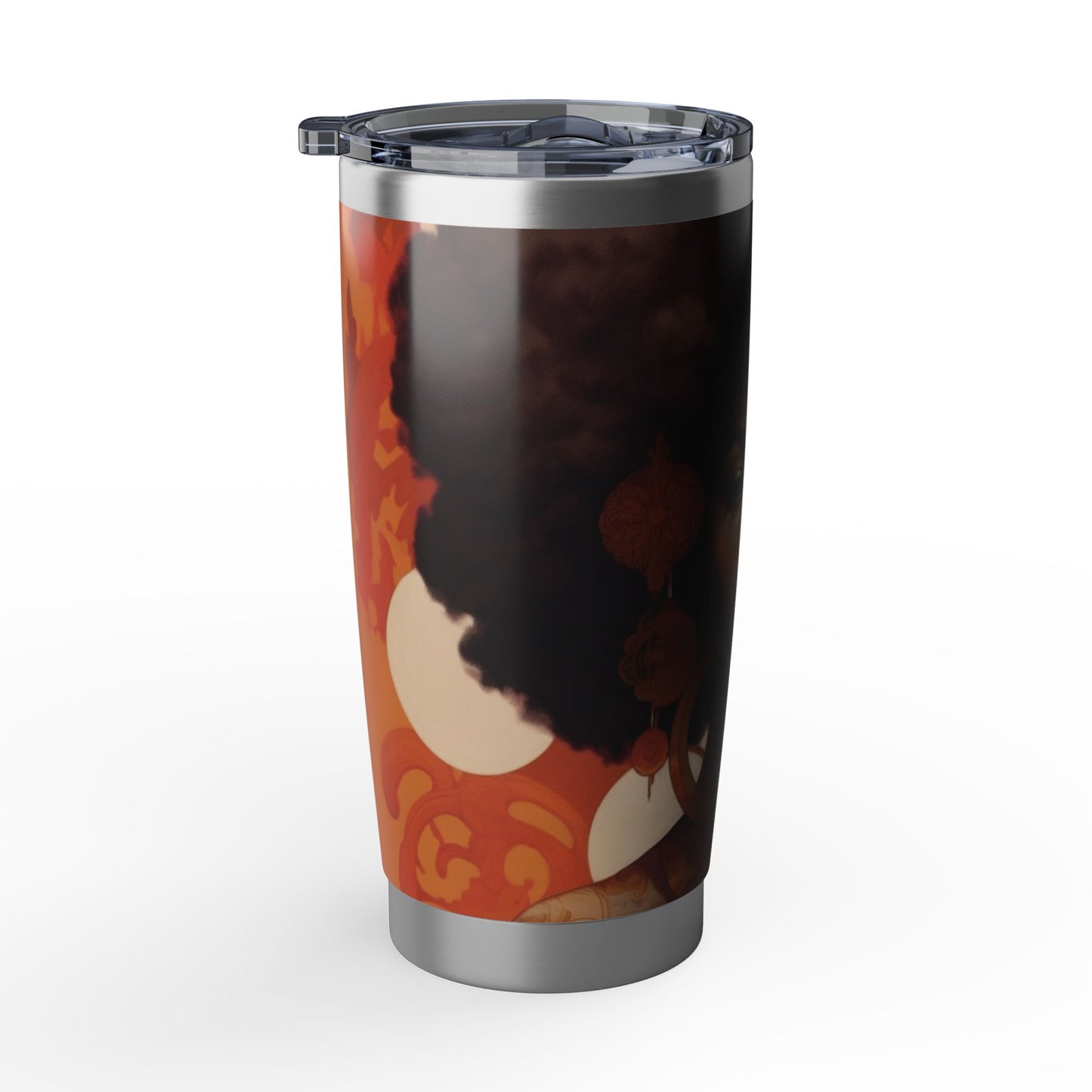 Elegant Black Woman Art Tumbler | Afrocentric Stainless Steel Travel Mug | Insulated Coffee Cup with Luxury Portrait Design