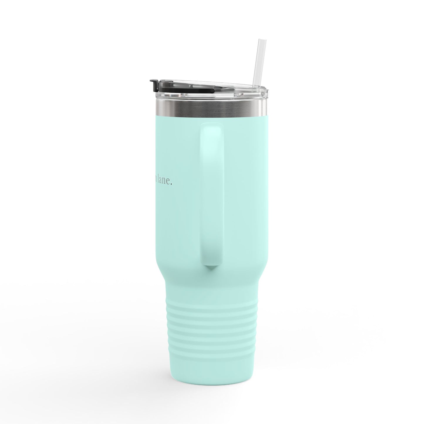 Insulated Travel Mug 40oz – 'in my own lane.' Red Stainless Tumbler with Straw & Handle
