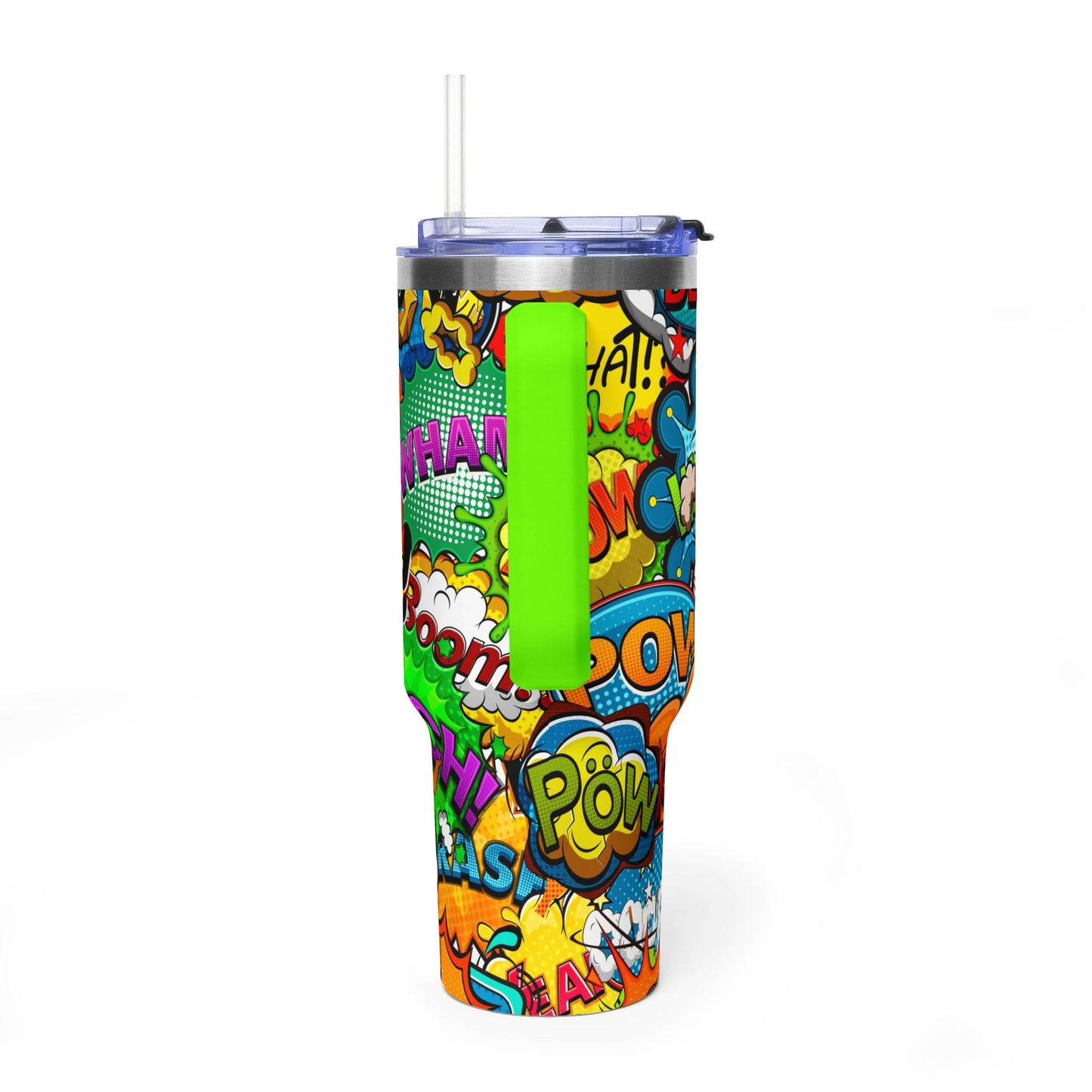 40 oz Stainless Steel Tumbler with Straw & Handle