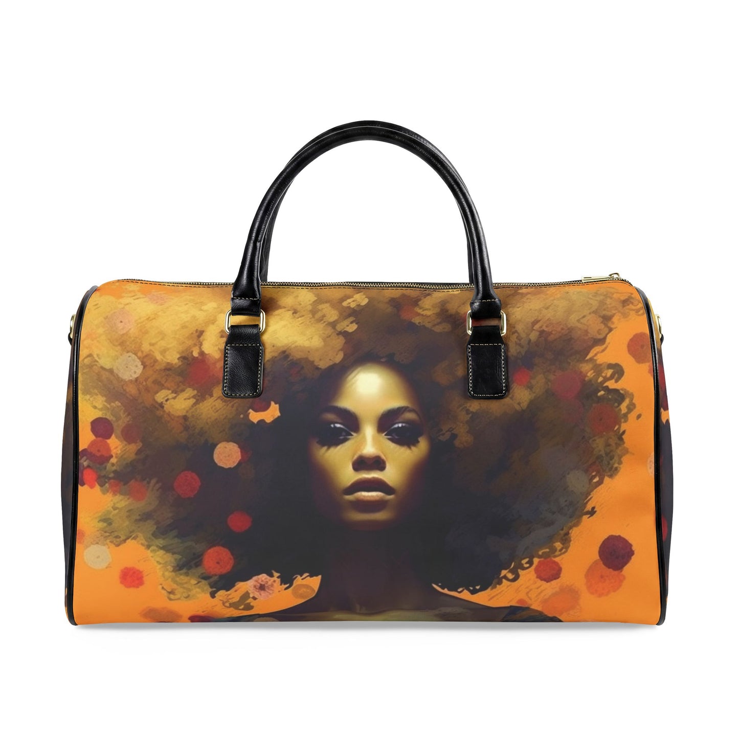 Afro Art Travel Bag | Vegan Leather Weekender Duffel with Statement Print (Carry-On, Gym, Overnight Bag)