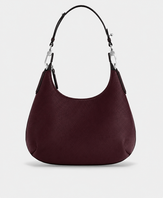 Mini Bitter Burgundy Genuine Nappa Leather Hobo Bag | Soft Slouch Shoulder Purse for Every day