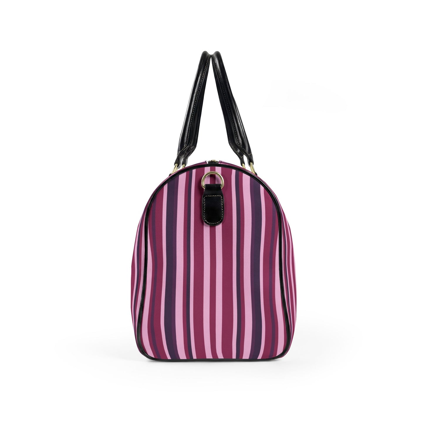 Pink and Purple Striped Travel Bag | Vegan Leather Weekender Duffel with Statement Print (Carry-On, Gym, Overnight Bag)