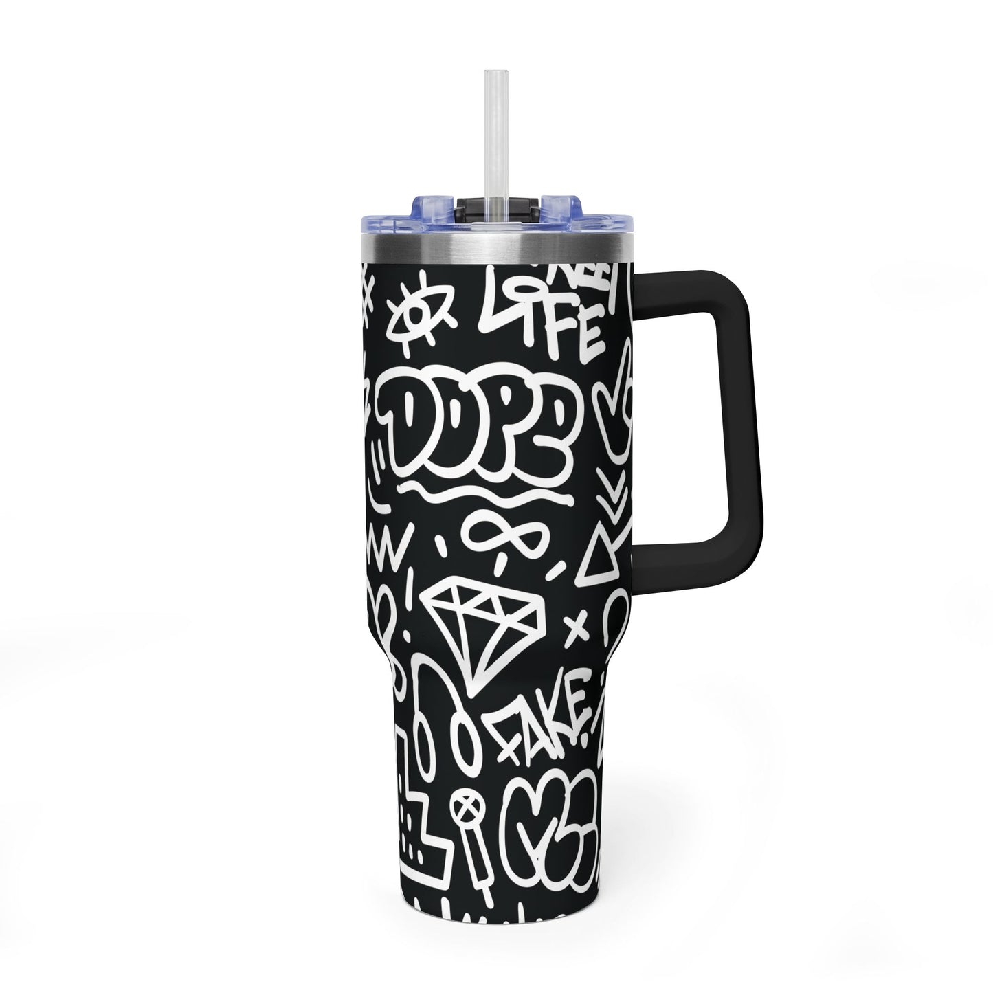 40 oz. Swirl Pattern Thermal Tumbler  Red Retro Abstract Travel Cup
