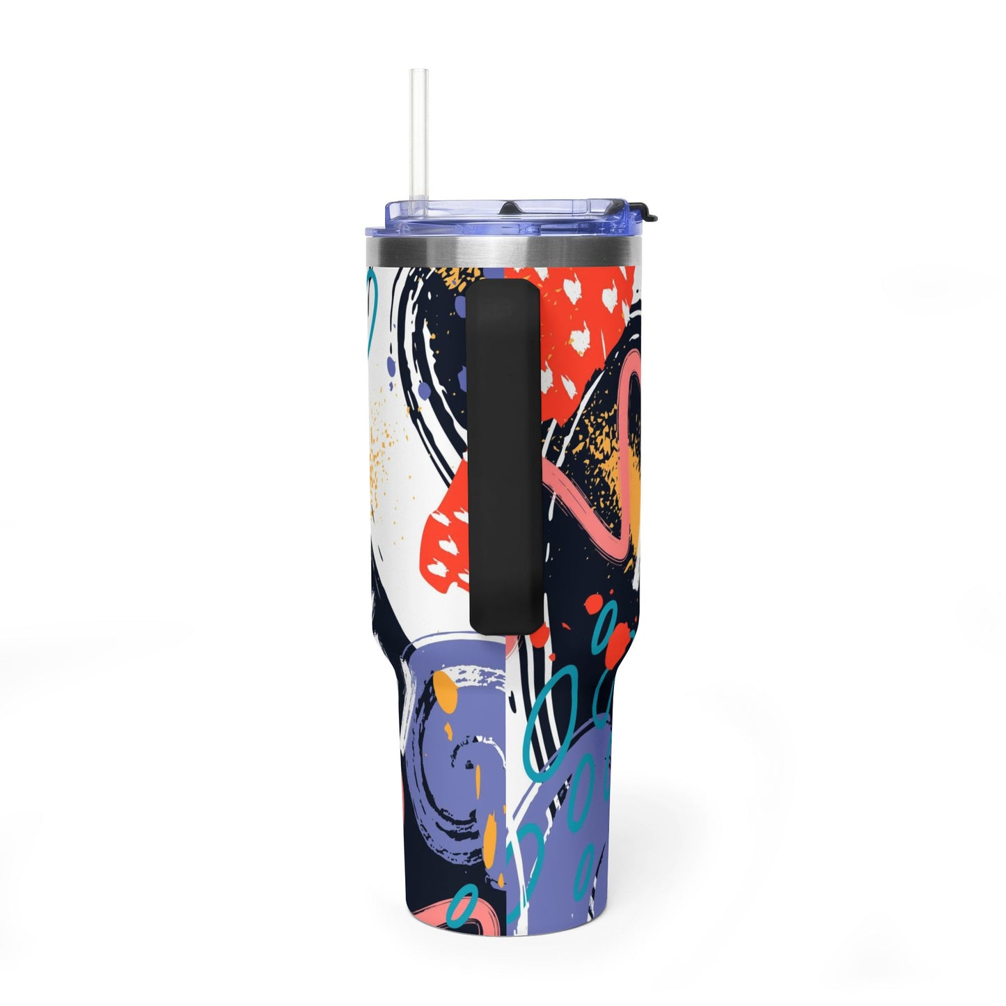 40 oz Stainless Steel Tumbler with Straw & Handle