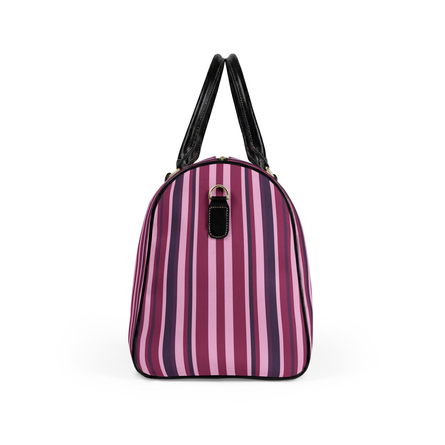 Pink and Purple Striped Travel Bag | Vegan Leather Weekender Duffel with Statement Print (Carry-On, Gym, Overnight Bag)