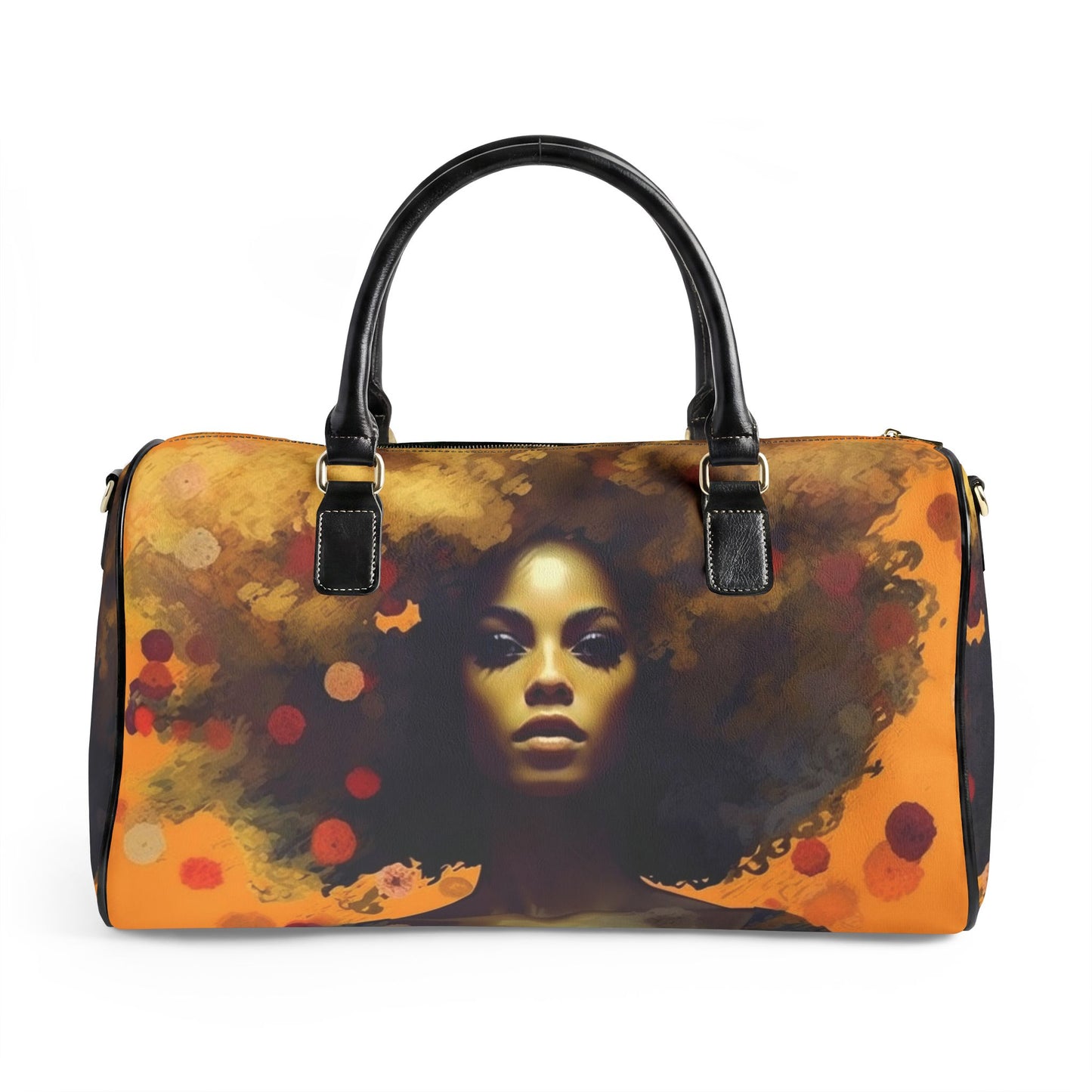 Afro Art Travel Bag | Vegan Leather Weekender Duffel with Statement Print (Carry-On, Gym, Overnight Bag)