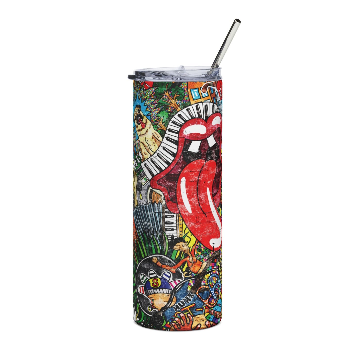 Graffitti 20 oz. Stainless Steel Water Tumbler with straw