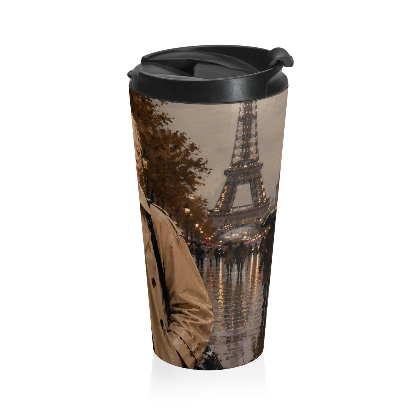 Rain Portrait Stainless Steel Travel Mug — Chic Coffee Tumbler for Commuters