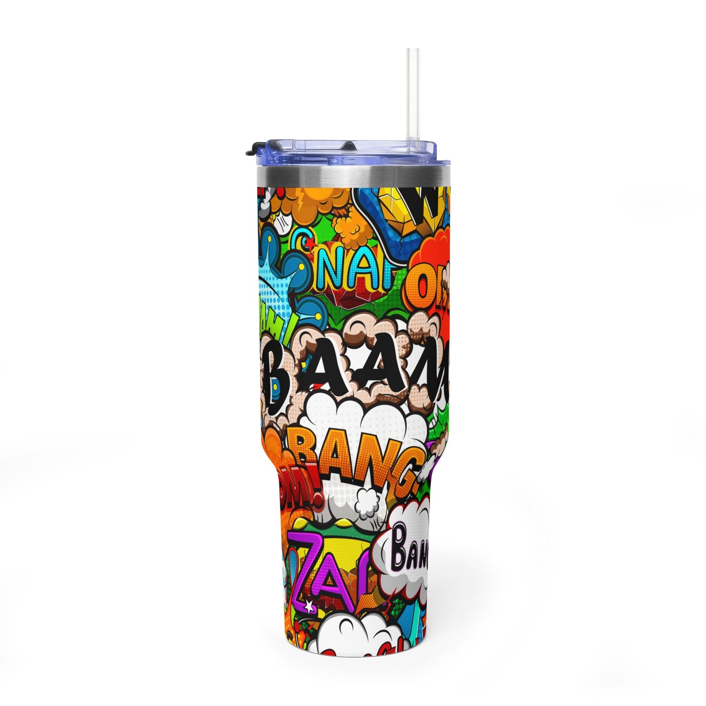 40 oz Stainless Steel Tumbler with Straw & Handle