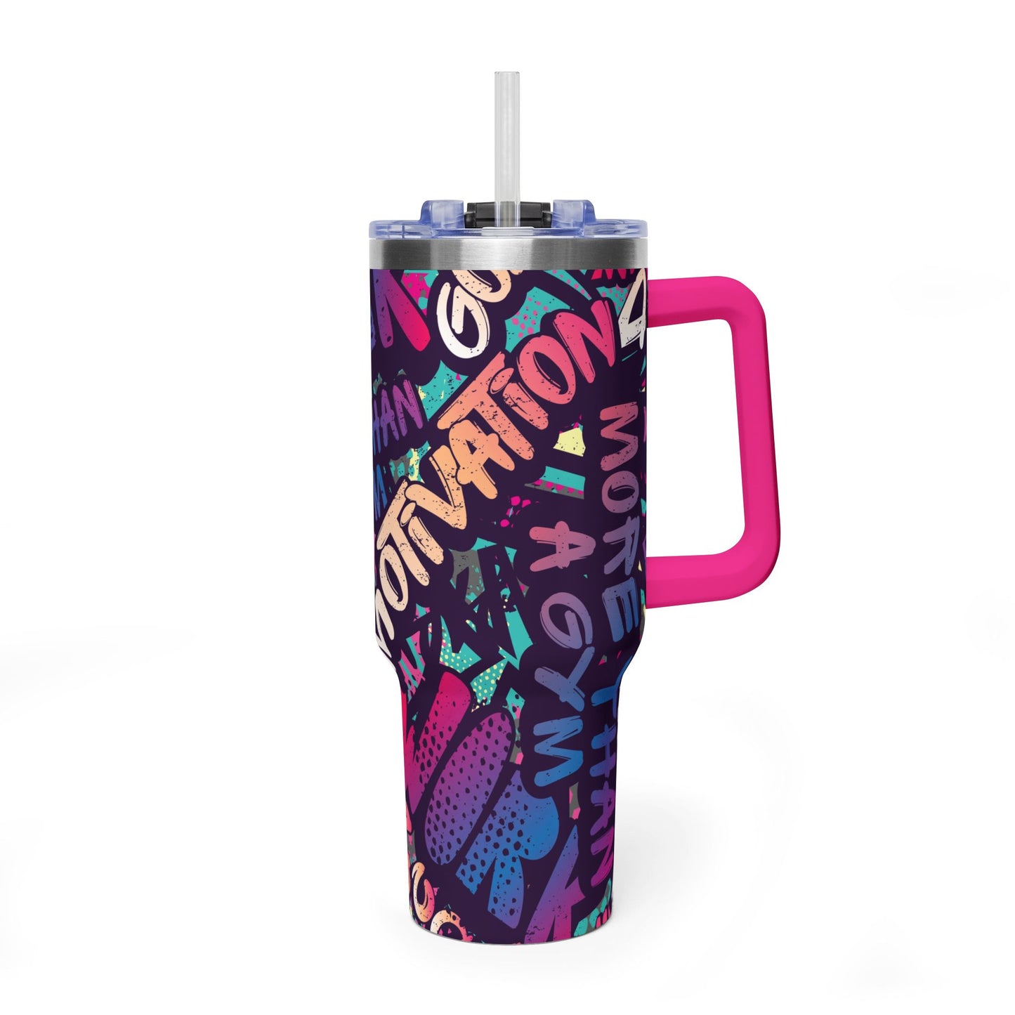 40 oz Stainless Steel Tumbler with Straw & Handle