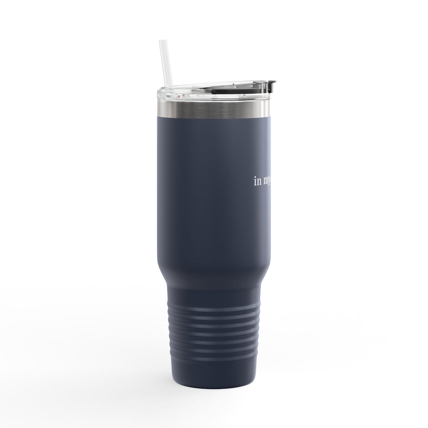 Insulated Travel Mug 40oz – 'in my own lane.' Red Stainless Tumbler with Straw & Handle